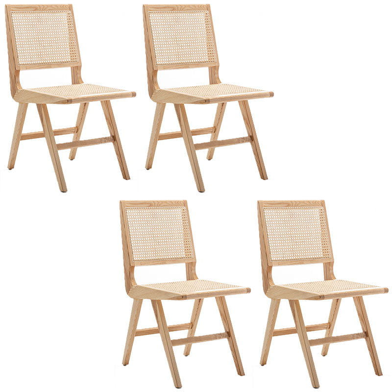 Minimalist Design Wicker Dining Side Chairs Open Back Dining Side Chair Wood 4 Piece Set Clearhalo ' kitchen&dining_furn' 'Dining Chairs' 'Dining Tables & Seating' 'dining_chair' 'furn' 'furn_dining_chair' 'Furniture' 'furniture_dining_chair' 'Kitchen & Dining Furniture' 'kitchen' 4451465