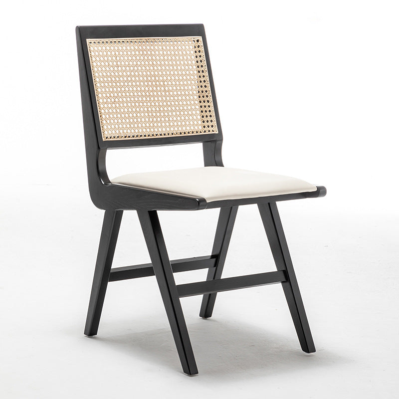 Minimalist Design Wicker Dining Side Chairs Open Back Dining Side Chair Black 1 Piece Clearhalo ' kitchen&dining_furn' 'Dining Chairs' 'Dining Tables & Seating' 'dining_chair' 'furn' 'furn_dining_chair' 'Furniture' 'furniture_dining_chair' 'Kitchen & Dining Furniture' 'kitchen' 4451466