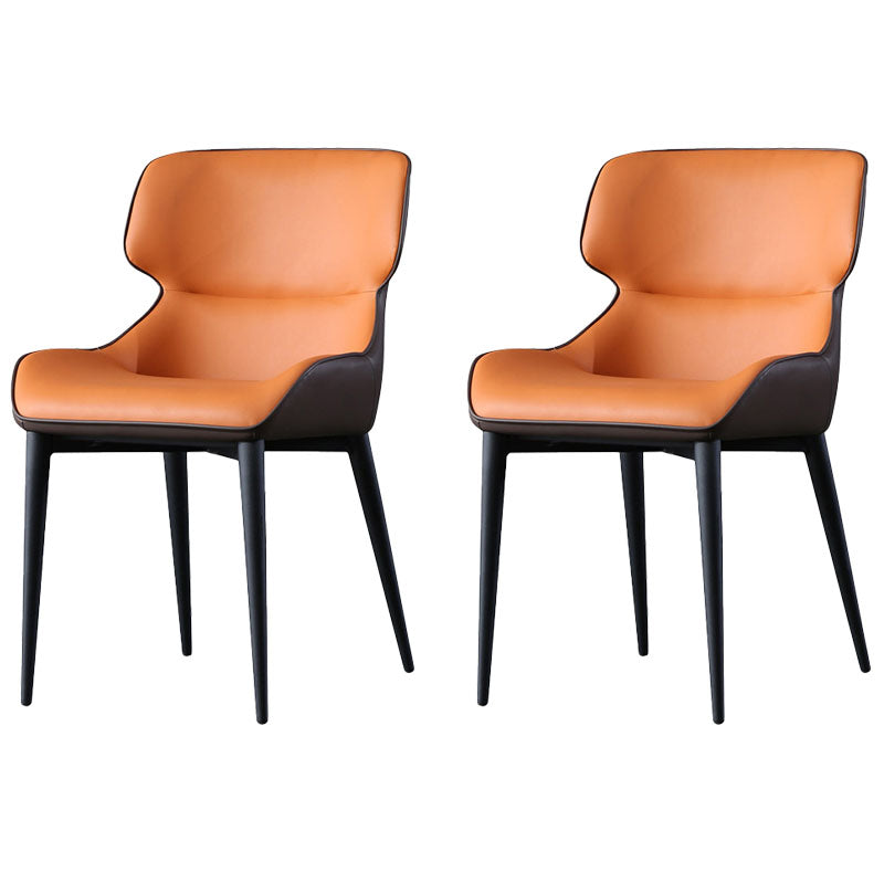 Modern Design Wingback Chair for Home Leather Dining Side Chairs Orange 2 Piece Set Clearhalo ' kitchen&dining_furn' 'Dining Chairs' 'Dining Tables & Seating' 'dining_chair' 'furn' 'furn_dining_chair' 'Furniture' 'furniture_dining_chair' 'Kitchen & Dining Furniture' 'kitchen' 4451472