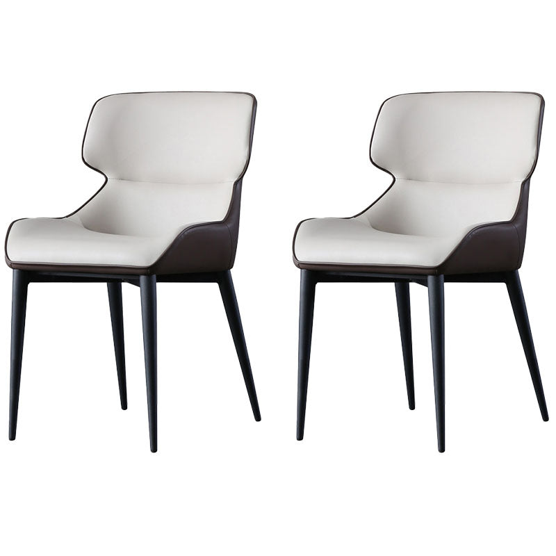 Modern Design Wingback Chair for Home Leather Dining Side Chairs Cream Gray 2 Piece Set Clearhalo ' kitchen&dining_furn' 'Dining Chairs' 'Dining Tables & Seating' 'dining_chair' 'furn' 'furn_dining_chair' 'Furniture' 'furniture_dining_chair' 'Kitchen & Dining Furniture' 'kitchen' 4451474