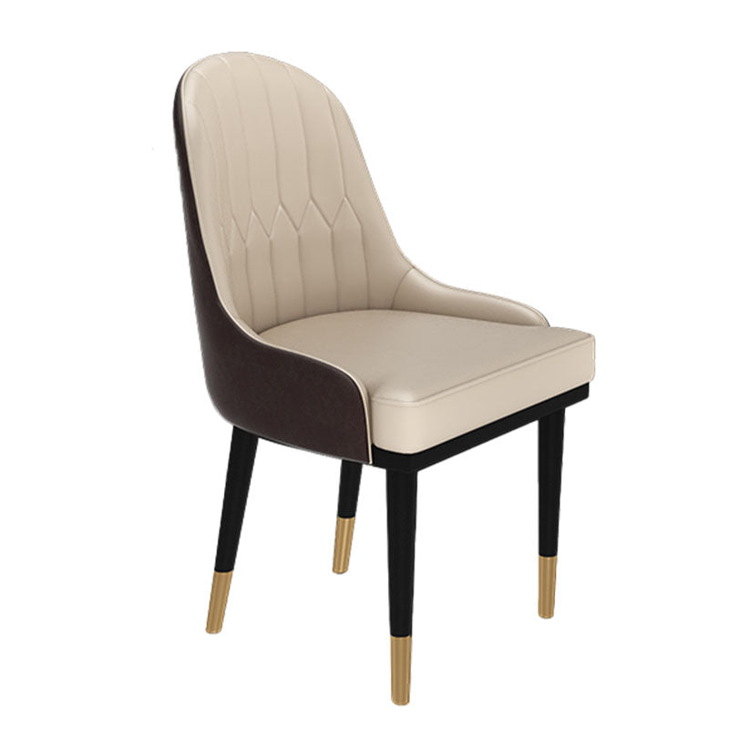 Glam Metal Dining Room Chair Upholstered Armless Dining Chairs for Restaurant Use White-Brown 1 Piece Clearhalo ' kitchen&dining_furn' 'Dining Chairs' 'Dining Tables & Seating' 'dining_chair' 'furn' 'furn_dining_chair' 'Furniture' 'furniture_dining_chair' 'Kitchen & Dining Furniture' 'kitchen' 4451487