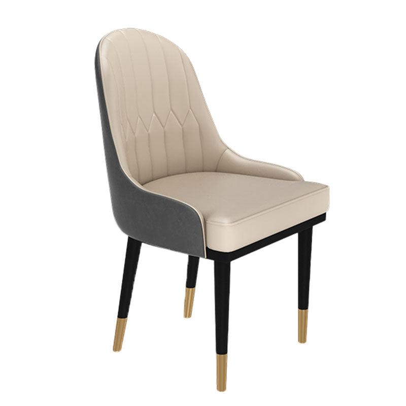 Glam Metal Dining Room Chair Upholstered Armless Dining Chairs for Restaurant Use White-Gray 1 Piece Clearhalo ' kitchen&dining_furn' 'Dining Chairs' 'Dining Tables & Seating' 'dining_chair' 'furn' 'furn_dining_chair' 'Furniture' 'furniture_dining_chair' 'Kitchen & Dining Furniture' 'kitchen' 4451492