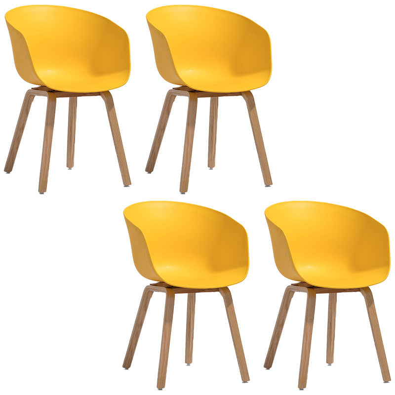 Minimalist Design Plastic Dining Armless Chair Solid Back Dining Side Chair Yellow Set of 4 Clearhalo ' kitchen&dining_furn' 'Dining Chairs' 'Dining Tables & Seating' 'dining_chair' 'Furniture' 'furniture_dining_chair' 'Kitchen & Dining Furniture' 'kitchen' 4451525