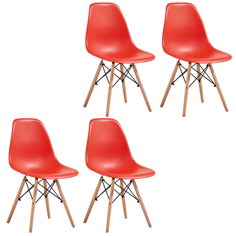 Scandinavian Plastic Restaurant Side Chair Solid Back Matte Finish Dining Chair Red Set of 4 Clearhalo ' kitchen&dining_furn' 'Dining Chairs' 'Dining Tables & Seating' 'dining_chair' 'Furniture' 'furniture_dining_chair' 'Kitchen & Dining Furniture' 'kitchen' 4451598