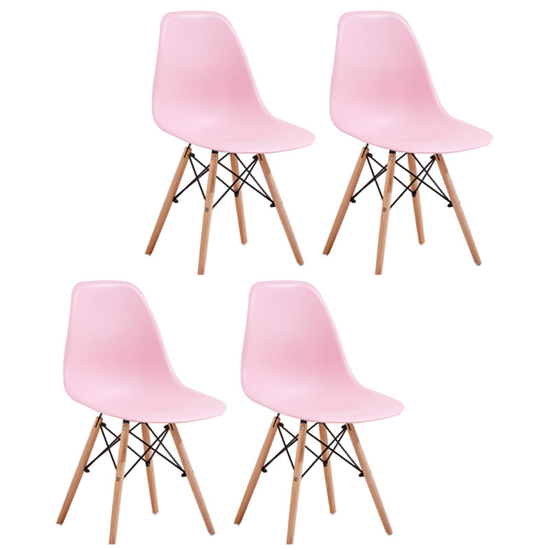 Scandinavian Plastic Restaurant Side Chair Solid Back Matte Finish Dining Chair Pink Set of 4 Clearhalo ' kitchen&dining_furn' 'Dining Chairs' 'Dining Tables & Seating' 'dining_chair' 'Furniture' 'furniture_dining_chair' 'Kitchen & Dining Furniture' 'kitchen' 4451600