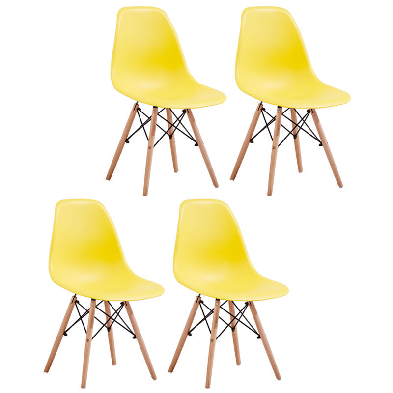 Scandinavian Plastic Restaurant Side Chair Solid Back Matte Finish Dining Chair Yellow Set of 4 Clearhalo ' kitchen&dining_furn' 'Dining Chairs' 'Dining Tables & Seating' 'dining_chair' 'Furniture' 'furniture_dining_chair' 'Kitchen & Dining Furniture' 'kitchen' 4451602