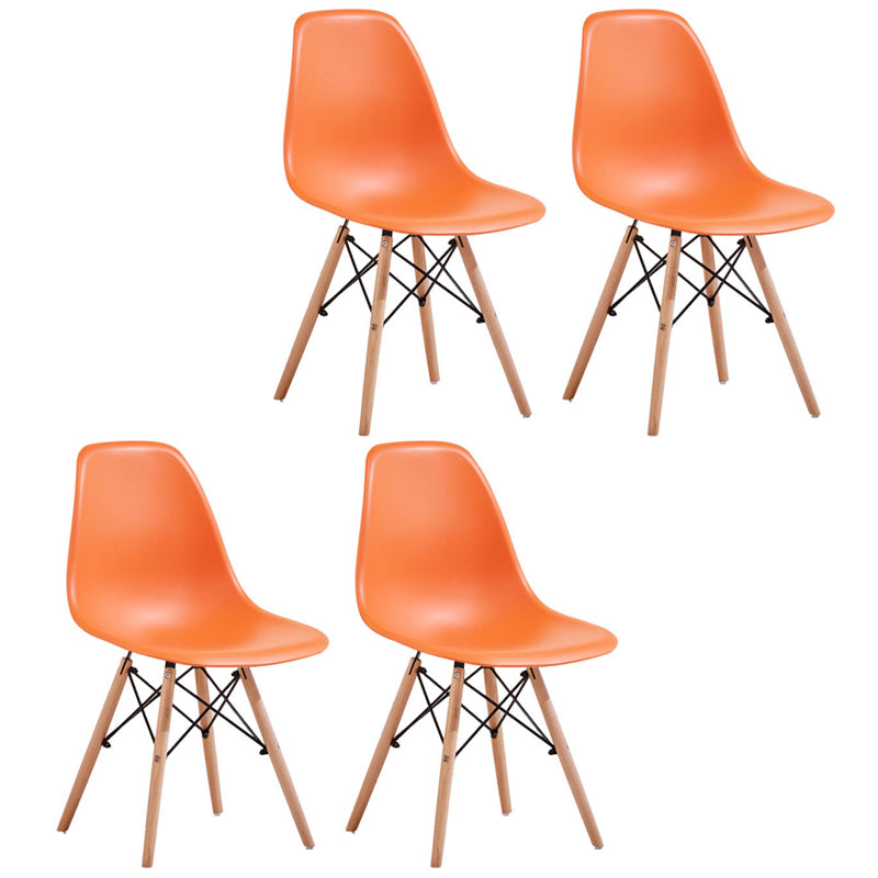 Scandinavian Plastic Restaurant Side Chair Solid Back Matte Finish Dining Chair Orange Set of 4 Clearhalo ' kitchen&dining_furn' 'Dining Chairs' 'Dining Tables & Seating' 'dining_chair' 'Furniture' 'furniture_dining_chair' 'Kitchen & Dining Furniture' 'kitchen' 4451607