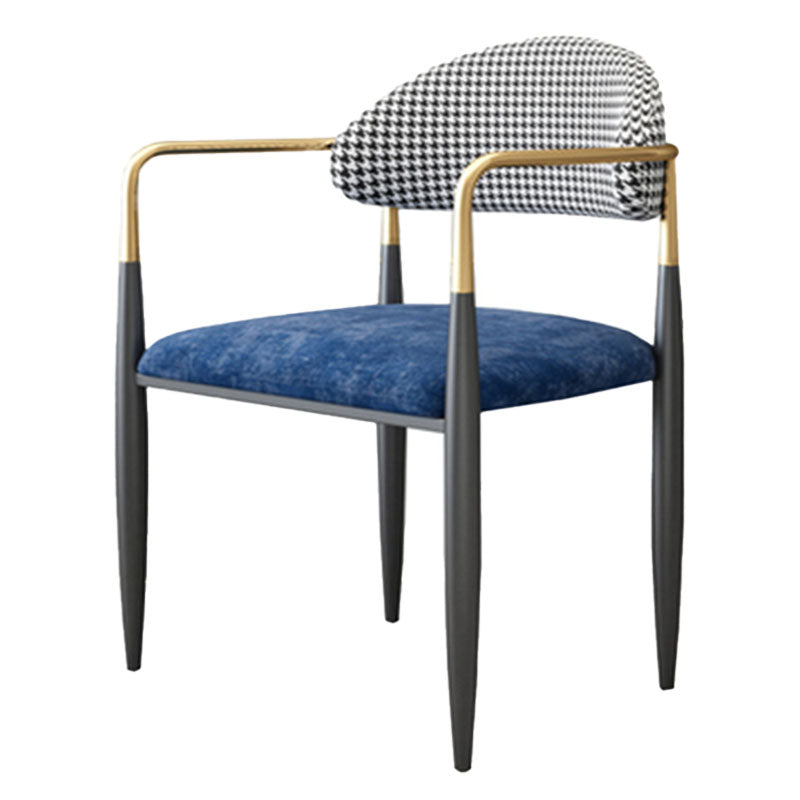 Contemporary Style Kitchen Metal Dining Chair Open Back Dining Arm Side Chair Dark Blue-Gray 1 Piece Clearhalo ' kitchen&dining_furn' 'Dining Chairs' 'Dining Tables & Seating' 'dining_chair' 'furn' 'furn_dining_chair' 'Furniture' 'furniture_dining_chair' 'Kitchen & Dining Furniture' 'kitchen' 4451654