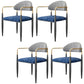 Contemporary Style Kitchen Metal Dining Chair Open Back Dining Arm Side Chair Dark Blue-Gray 4 Piece Set Clearhalo ' kitchen&dining_furn' 'Dining Chairs' 'Dining Tables & Seating' 'dining_chair' 'furn' 'furn_dining_chair' 'Furniture' 'furniture_dining_chair' 'Kitchen & Dining Furniture' 'kitchen' 4451657