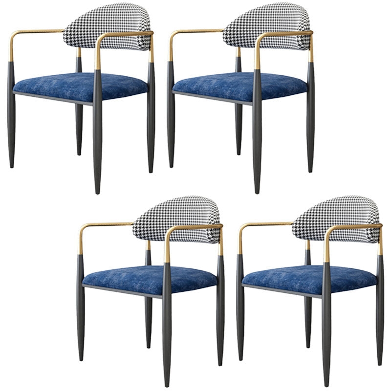 Contemporary Style Kitchen Metal Dining Chair Open Back Dining Arm Side Chair Dark Blue-Gray 4 Piece Set Clearhalo ' kitchen&dining_furn' 'Dining Chairs' 'Dining Tables & Seating' 'dining_chair' 'furn' 'furn_dining_chair' 'Furniture' 'furniture_dining_chair' 'Kitchen & Dining Furniture' 'kitchen' 4451657