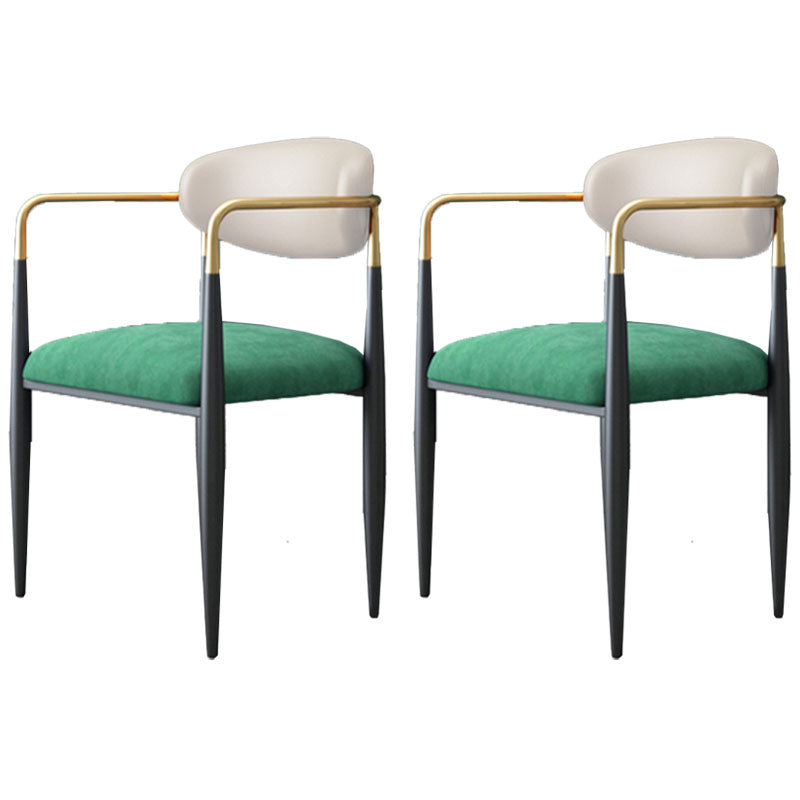 Contemporary Style Kitchen Metal Dining Chair Open Back Dining Arm Side Chair White-Green 2 Piece Set Clearhalo ' kitchen&dining_furn' 'Dining Chairs' 'Dining Tables & Seating' 'dining_chair' 'furn' 'furn_dining_chair' 'Furniture' 'furniture_dining_chair' 'Kitchen & Dining Furniture' 'kitchen' 4451662