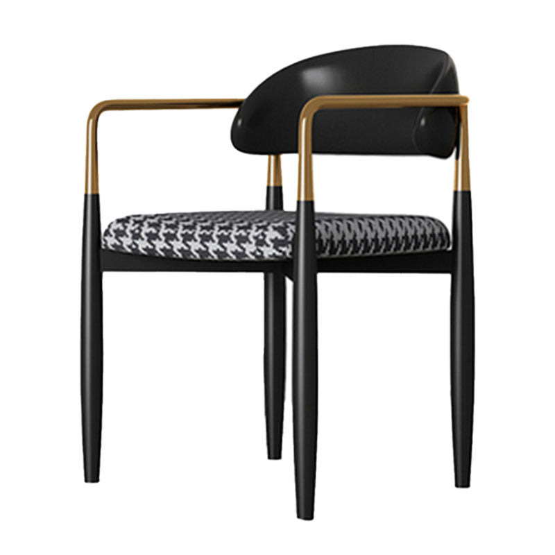 Contemporary Style Kitchen Metal Dining Chair Open Back Dining Arm Side Chair Dark Gray-Black 1 Piece Clearhalo ' kitchen&dining_furn' 'Dining Chairs' 'Dining Tables & Seating' 'dining_chair' 'furn' 'furn_dining_chair' 'Furniture' 'furniture_dining_chair' 'Kitchen & Dining Furniture' 'kitchen' 4451666