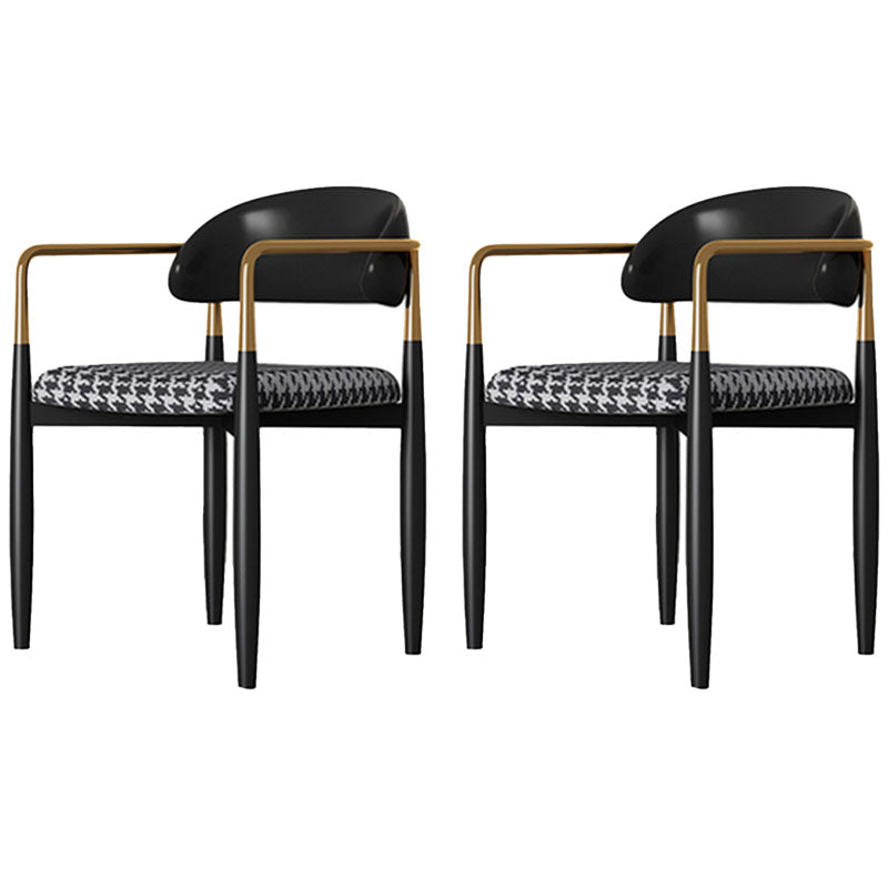 Contemporary Style Kitchen Metal Dining Chair Open Back Dining Arm Side Chair Dark Gray-Black 2 Piece Set Clearhalo ' kitchen&dining_furn' 'Dining Chairs' 'Dining Tables & Seating' 'dining_chair' 'furn' 'furn_dining_chair' 'Furniture' 'furniture_dining_chair' 'Kitchen & Dining Furniture' 'kitchen' 4451667