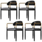 Contemporary Style Kitchen Metal Dining Chair Open Back Dining Arm Side Chair Dark Gray-Black 4 Piece Set Clearhalo ' kitchen&dining_furn' 'Dining Chairs' 'Dining Tables & Seating' 'dining_chair' 'furn' 'furn_dining_chair' 'Furniture' 'furniture_dining_chair' 'Kitchen & Dining Furniture' 'kitchen' 4451668