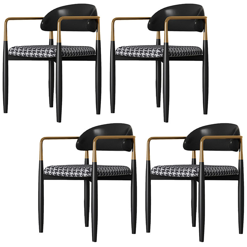 Contemporary Style Kitchen Metal Dining Chair Open Back Dining Arm Side Chair Dark Gray-Black 4 Piece Set Clearhalo ' kitchen&dining_furn' 'Dining Chairs' 'Dining Tables & Seating' 'dining_chair' 'furn' 'furn_dining_chair' 'Furniture' 'furniture_dining_chair' 'Kitchen & Dining Furniture' 'kitchen' 4451668