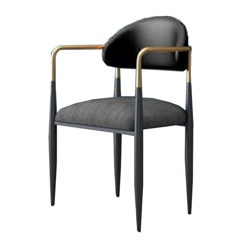 Contemporary Style Kitchen Metal Dining Chair Open Back Dining Arm Side Chair Black 1 Piece Clearhalo ' kitchen&dining_furn' 'Dining Chairs' 'Dining Tables & Seating' 'dining_chair' 'furn' 'furn_dining_chair' 'Furniture' 'furniture_dining_chair' 'Kitchen & Dining Furniture' 'kitchen' 4451669