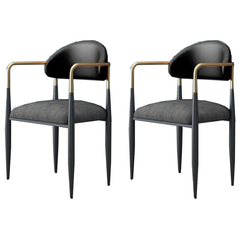 Contemporary Style Kitchen Metal Dining Chair Open Back Dining Arm Side Chair Black 2 Piece Set Clearhalo ' kitchen&dining_furn' 'Dining Chairs' 'Dining Tables & Seating' 'dining_chair' 'furn' 'furn_dining_chair' 'Furniture' 'furniture_dining_chair' 'Kitchen & Dining Furniture' 'kitchen' 4451670