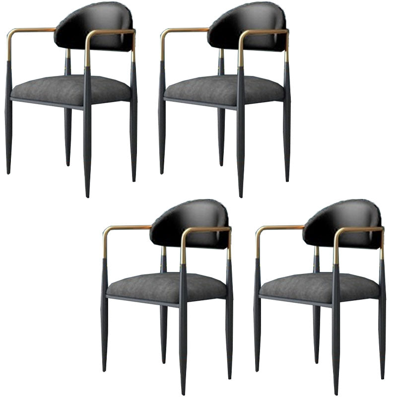 Contemporary Style Kitchen Metal Dining Chair Open Back Dining Arm Side Chair Black 4 Piece Set Clearhalo ' kitchen&dining_furn' 'Dining Chairs' 'Dining Tables & Seating' 'dining_chair' 'furn' 'furn_dining_chair' 'Furniture' 'furniture_dining_chair' 'Kitchen & Dining Furniture' 'kitchen' 4451671