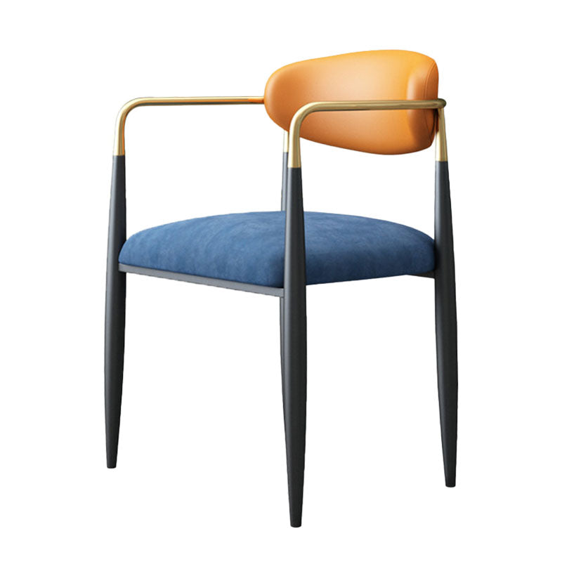 Contemporary Style Kitchen Metal Dining Chair Open Back Dining Arm Side Chair Blue-Orange 1 Piece Clearhalo ' kitchen&dining_furn' 'Dining Chairs' 'Dining Tables & Seating' 'dining_chair' 'furn' 'furn_dining_chair' 'Furniture' 'furniture_dining_chair' 'Kitchen & Dining Furniture' 'kitchen' 4451675