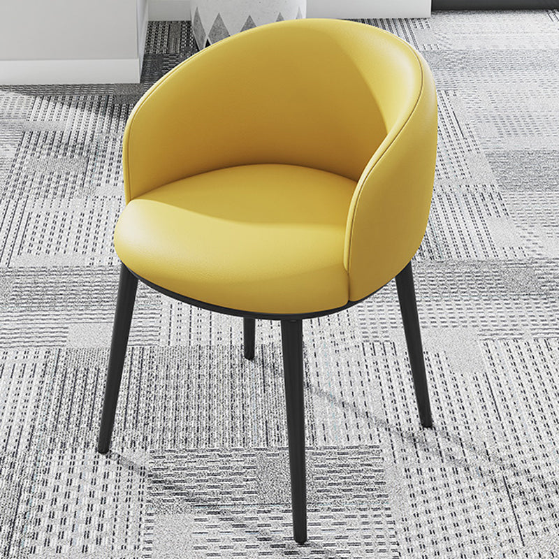 Modern Upholstered Home Arm Chair Solid Back Matte Finish Dining Chair Yellow 1 Piece Clearhalo ' kitchen&dining_furn' 'Dining Chairs' 'Dining Tables & Seating' 'dining_chair' 'furn' 'furn_dining_chair' 'Furniture' 'furniture_dining_chair' 'Kitchen & Dining Furniture' 'kitchen' 4451702