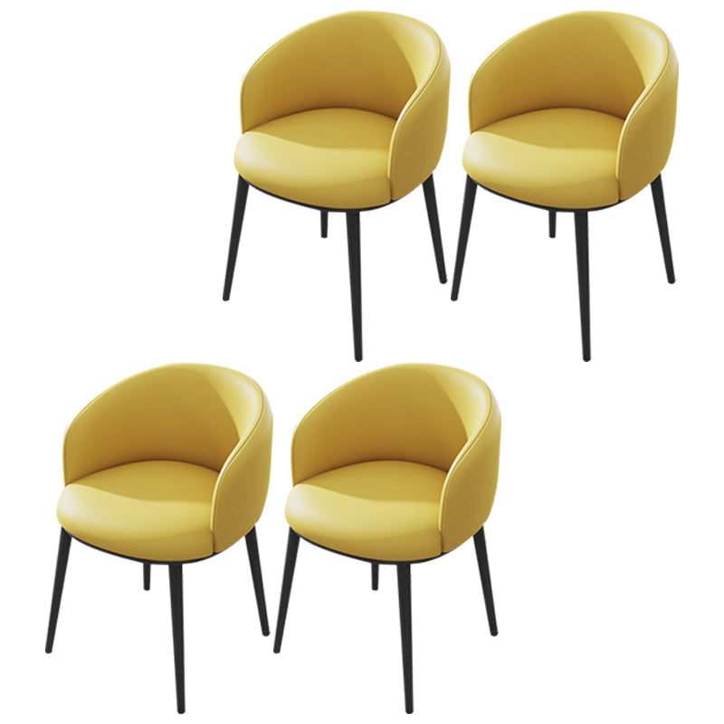 Modern Upholstered Home Arm Chair Solid Back Matte Finish Dining Chair Yellow 4 Piece Set Clearhalo ' kitchen&dining_furn' 'Dining Chairs' 'Dining Tables & Seating' 'dining_chair' 'furn' 'furn_dining_chair' 'Furniture' 'furniture_dining_chair' 'Kitchen & Dining Furniture' 'kitchen' 4451704
