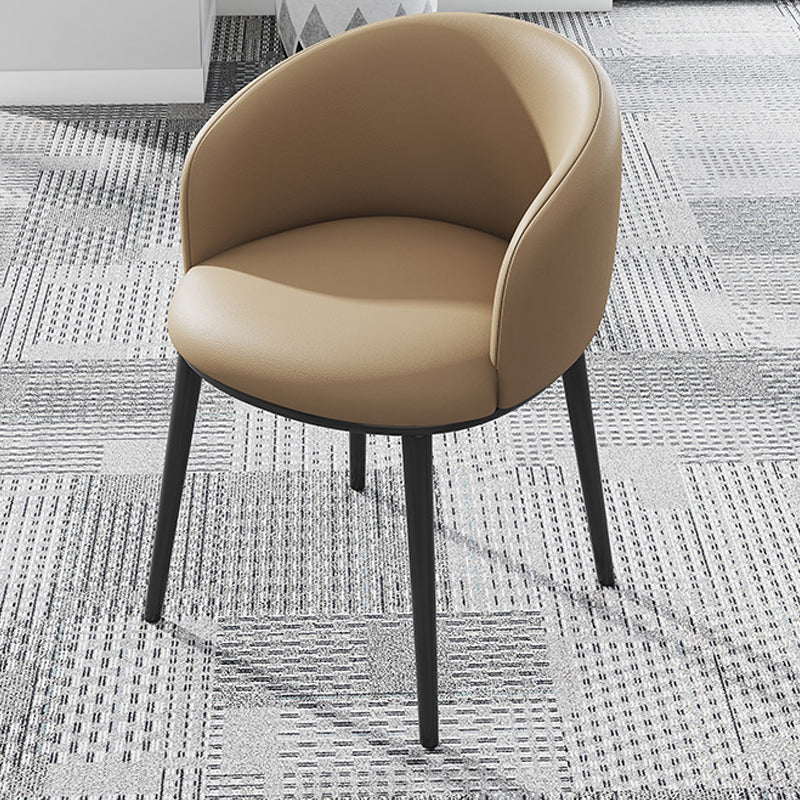 Modern Upholstered Home Arm Chair Solid Back Matte Finish Dining Chair Dark Coffee 1 Piece Clearhalo ' kitchen&dining_furn' 'Dining Chairs' 'Dining Tables & Seating' 'dining_chair' 'furn' 'furn_dining_chair' 'Furniture' 'furniture_dining_chair' 'Kitchen & Dining Furniture' 'kitchen' 4451738