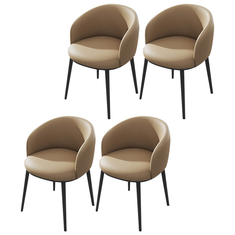 Modern Upholstered Home Arm Chair Solid Back Matte Finish Dining Chair Dark Coffee 4 Piece Set Clearhalo ' kitchen&dining_furn' 'Dining Chairs' 'Dining Tables & Seating' 'dining_chair' 'furn' 'furn_dining_chair' 'Furniture' 'furniture_dining_chair' 'Kitchen & Dining Furniture' 'kitchen' 4451740