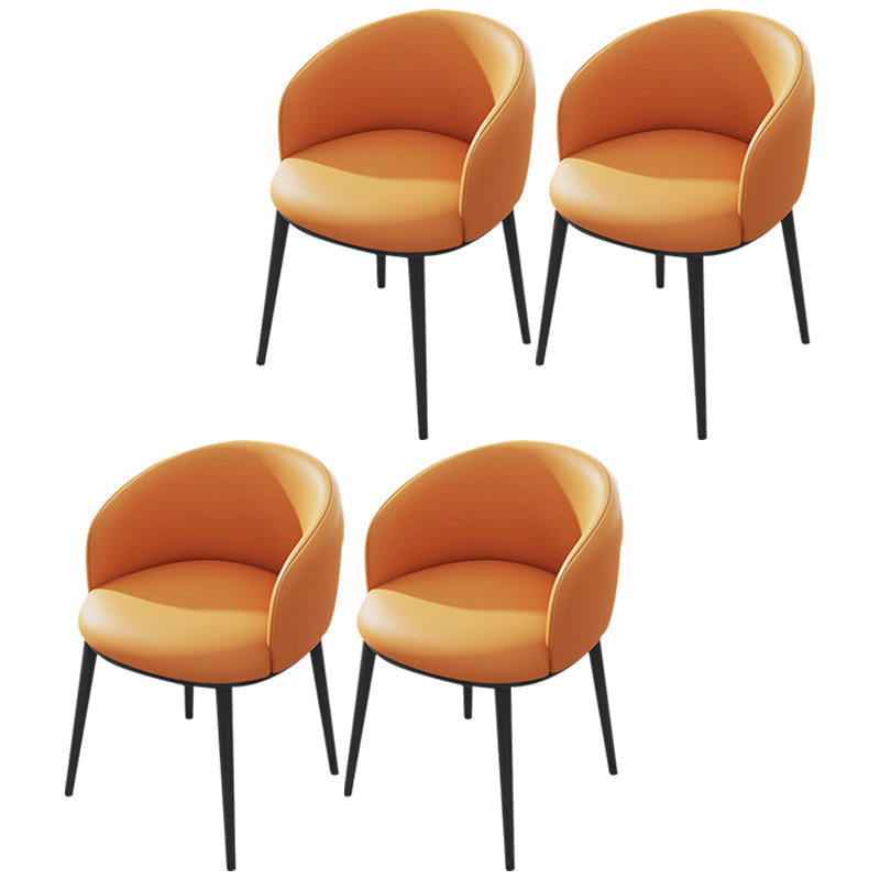Modern Upholstered Home Arm Chair Solid Back Matte Finish Dining Chair Orange 4 Piece Set Clearhalo ' kitchen&dining_furn' 'Dining Chairs' 'Dining Tables & Seating' 'dining_chair' 'furn' 'furn_dining_chair' 'Furniture' 'furniture_dining_chair' 'Kitchen & Dining Furniture' 'kitchen' 4451746
