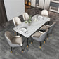Modern Metal Dining Room Set 1/2/5/7 Pieces Dining Furniture Set 7 Pieces: White Table, 6 White Chairs Clearhalo 'Dining Room Sets' 'Dining Tables & Seating' 'dining_room_set' 'furn' 'furn_dining_room_set' 'Furniture' 'furniture_dining_room_set' 'Kitchen & Dining Furniture' 'kitchen&dining_furn' 'kitchen' 4451782