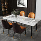 Modern Metal Dining Room Set 1/2/5/7 Pieces Dining Furniture Set 5 Pieces: White Table, 4 Orange Chairs Clearhalo 'Dining Room Sets' 'Dining Tables & Seating' 'dining_room_set' 'furn' 'furn_dining_room_set' 'Furniture' 'furniture_dining_room_set' 'Kitchen & Dining Furniture' 'kitchen&dining_furn' 'kitchen' 4451789