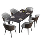 Contemporary 1/2/5/7 Pieces Dining Set Sintered Stone Dining Table 7 Pieces: Table, 6 Grey Chairs Clearhalo 'Dining Room Sets' 'Dining Tables & Seating' 'dining_room_set' 'furn' 'furn_dining_room_set' 'Furniture' 'furniture_dining_room_set' 'Kitchen & Dining Furniture' 'kitchen&dining_furn' 'kitchen' 4451808