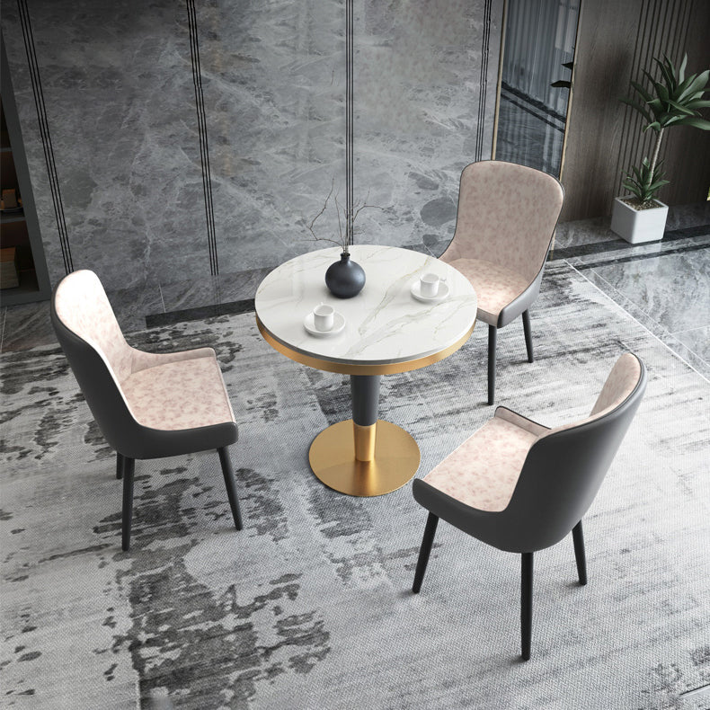 1/2/3/4/5 Pcs Metal Modern Dining Set with Round Dining Table Dinette Set 4 Pieces: Table, 3 Chairs Clearhalo 'Dining Room Sets' 'Dining Tables & Seating' 'dining_room_set' 'furn' 'furn_dining_room_set' 'Furniture' 'furniture_dining_room_set' 'Kitchen & Dining Furniture' 'kitchen&dining_furn' 'kitchen' 4451837