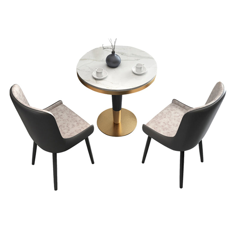1/2/3/4/5 Pcs Metal Modern Dining Set with Round Dining Table Dinette Set 3 Pieces: Table, 2 Chairs Clearhalo 'Dining Room Sets' 'Dining Tables & Seating' 'dining_room_set' 'furn' 'furn_dining_room_set' 'Furniture' 'furniture_dining_room_set' 'Kitchen & Dining Furniture' 'kitchen&dining_furn' 'kitchen' 4451839