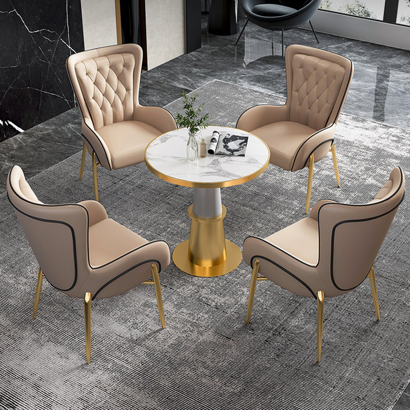 Glam 1/5 Pieces Dining Set Sintered Stone Dining Table Set for Home Use Clearhalo 'Dining Room Sets' 'Dining Tables & Seating' 'dining_room_set' 'furn' 'furn_dining_room_set' 'Furniture' 'furniture_dining_room_set' 'Kitchen & Dining Furniture' 'kitchen&dining_furn' 'kitchen' 4451847