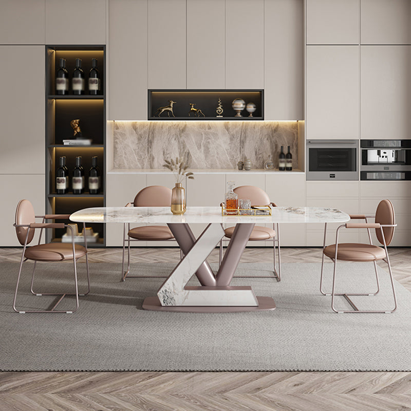 Luxury 1/4/5/7 Pieces Rectangle Dining Set Sintered Stone Dining Table Set for Kitchen 5 Pieces: Table, 4 Chairs Clearhalo 'Dining Room Sets' 'Dining Tables & Seating' 'dining_room_set' 'furn' 'furn_dining_room_set' 'Furniture' 'furniture_dining_room_set' 'Kitchen & Dining Furniture' 'kitchen&dining_furn' 'kitchen' 4451858