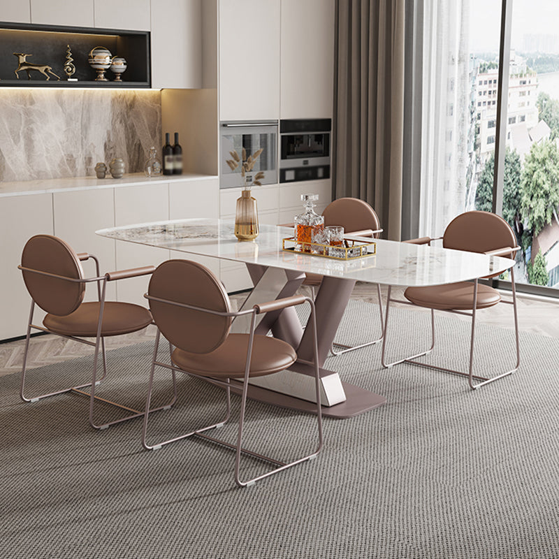 Luxury 1/4/5/7 Pieces Rectangle Dining Set Sintered Stone Dining Table Set for Kitchen Clearhalo 'Dining Room Sets' 'Dining Tables & Seating' 'dining_room_set' 'furn' 'furn_dining_room_set' 'Furniture' 'furniture_dining_room_set' 'Kitchen & Dining Furniture' 'kitchen&dining_furn' 'kitchen' 4451862