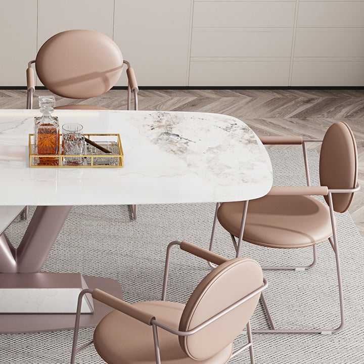 Luxury 1/4/5/7 Pieces Rectangle Dining Set Sintered Stone Dining Table Set for Kitchen Clearhalo 'Dining Room Sets' 'Dining Tables & Seating' 'dining_room_set' 'furn' 'furn_dining_room_set' 'Furniture' 'furniture_dining_room_set' 'Kitchen & Dining Furniture' 'kitchen&dining_furn' 'kitchen' 4451866