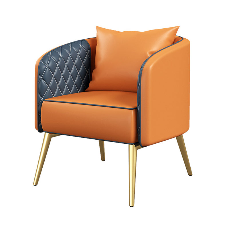 1/5 Pcs Metal Glam Style Dining Room Set with Round Table and Pedestal Base Dining Set 1 Orange Chair Clearhalo 'Dining Room Sets' 'Dining Tables & Seating' 'dining_room_set' 'furn' 'furn_dining_room_set' 'Furniture' 'furniture_dining_room_set' 'Kitchen & Dining Furniture' 'kitchen&dining_furn' 'kitchen' 4451875