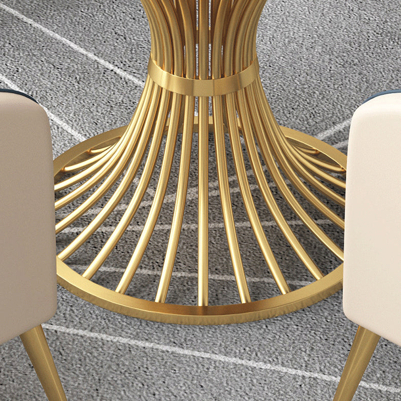 1/5 Pcs Metal Glam Style Dining Room Set with Round Table and Pedestal Base Dining Set Clearhalo 'Dining Room Sets' 'Dining Tables & Seating' 'dining_room_set' 'furn' 'furn_dining_room_set' 'Furniture' 'furniture_dining_room_set' 'Kitchen & Dining Furniture' 'kitchen&dining_furn' 'kitchen' 4451882