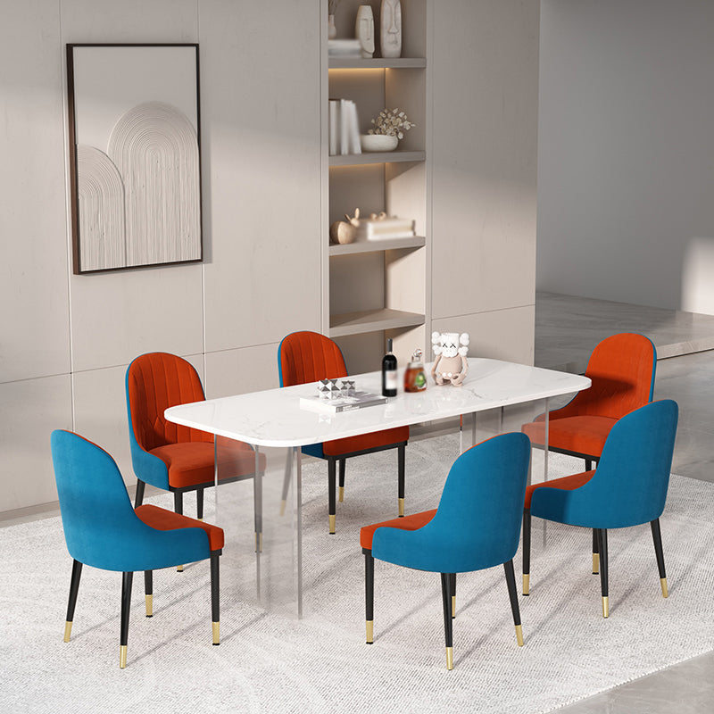 1/2/5/7 Pieces Modern Dining Set with Rectangle Table and Red Chairs Dinette Set 7 Pieces: Table, 6 Chairs Clearhalo 'Dining Room Sets' 'Dining Tables & Seating' 'dining_room_set' 'furn' 'furn_dining_room_set' 'Furniture' 'furniture_dining_room_set' 'Kitchen & Dining Furniture' 'kitchen&dining_furn' 'kitchen' 4451919