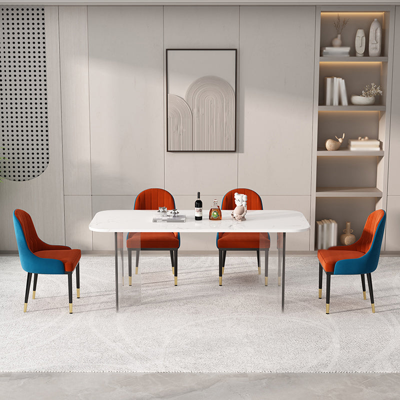 1/2/5/7 Pieces Modern Dining Set with Rectangle Table and Red Chairs Dinette Set Clearhalo 'Dining Room Sets' 'Dining Tables & Seating' 'dining_room_set' 'furn' 'furn_dining_room_set' 'Furniture' 'furniture_dining_room_set' 'Kitchen & Dining Furniture' 'kitchen&dining_furn' 'kitchen' 4451921