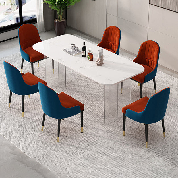 1/2/5/7 Pieces Modern Dining Set with Rectangle Table and Red Chairs Dinette Set Clearhalo 'Dining Room Sets' 'Dining Tables & Seating' 'dining_room_set' 'furn' 'furn_dining_room_set' 'Furniture' 'furniture_dining_room_set' 'Kitchen & Dining Furniture' 'kitchen&dining_furn' 'kitchen' 4451927