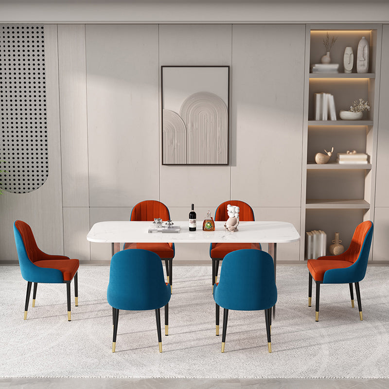 1/2/5/7 Pieces Modern Dining Set with Rectangle Table and Red Chairs Dinette Set Clearhalo 'Dining Room Sets' 'Dining Tables & Seating' 'dining_room_set' 'furn' 'furn_dining_room_set' 'Furniture' 'furniture_dining_room_set' 'Kitchen & Dining Furniture' 'kitchen&dining_furn' 'kitchen' 4451928