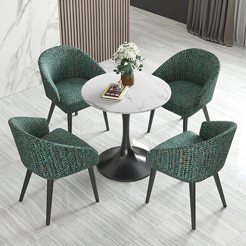 Contemporary 1/5 Pieces Dining Set Sintered Stone Dinette Table Set 5 Pieces: Table, 4 Green Chairs Clearhalo 'Dining Room Sets' 'Dining Tables & Seating' 'dining_room_set' 'furn' 'furn_dining_room_set' 'Furniture' 'furniture_dining_room_set' 'Kitchen & Dining Furniture' 'kitchen&dining_furn' 'kitchen' 4451936