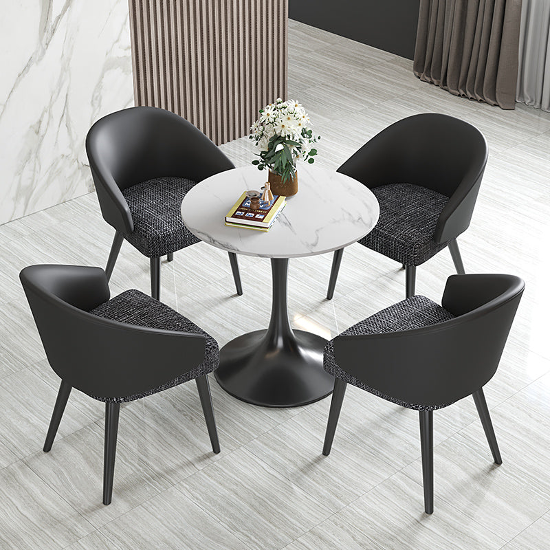 Contemporary 1/5 Pieces Dining Set Sintered Stone Dinette Table Set 5 Pieces: Table, 4 Black Chairs Clearhalo 'Dining Room Sets' 'Dining Tables & Seating' 'dining_room_set' 'furn' 'furn_dining_room_set' 'Furniture' 'furniture_dining_room_set' 'Kitchen & Dining Furniture' 'kitchen&dining_furn' 'kitchen' 4451939