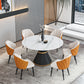 1/2/7/9 Pcs Metal Modern Dining Room Set with Round Indoor Table Dining Set 7 Pieces: White Table, 6 Orange Chairs Clearhalo 'Dining Room Sets' 'Dining Tables & Seating' 'dining_room_set' 'furn' 'furn_dining_room_set' 'Furniture' 'furniture_dining_room_set' 'Kitchen & Dining Furniture' 'kitchen&dining_furn' 'kitchen' 4451956