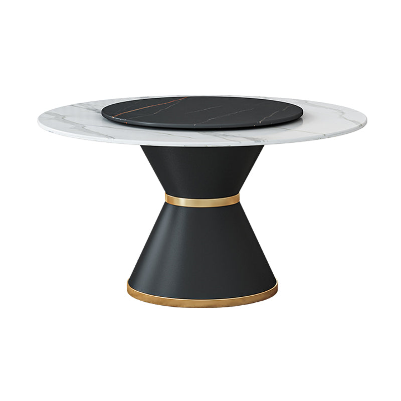 1/2/7/9 Pcs Metal Modern Dining Room Set with Round Indoor Table Dining Set Black-Gold 53"L x 53"W Clearhalo 'Dining Room Sets' 'Dining Tables & Seating' 'dining_room_set' 'furn' 'furn_dining_room_set' 'Furniture' 'furniture_dining_room_set' 'Kitchen & Dining Furniture' 'kitchen&dining_furn' 'kitchen' 4451964