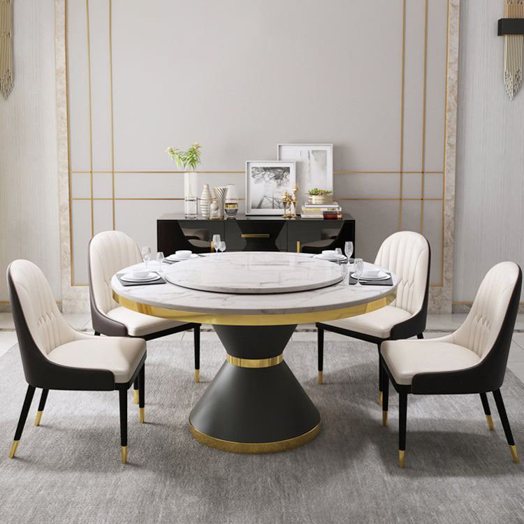 Glam 1/4/5/7/9 Pieces Dining Set Sintered Stone Dining Table Set for Home Use 5 Pieces: Table, 4 Chairs Clearhalo 'Dining Room Sets' 'Dining Tables & Seating' 'dining_room_set' 'furn' 'furn_dining_room_set' 'Furniture' 'furniture_dining_room_set' 'Kitchen & Dining Furniture' 'kitchen&dining_furn' 'kitchen' 4452001