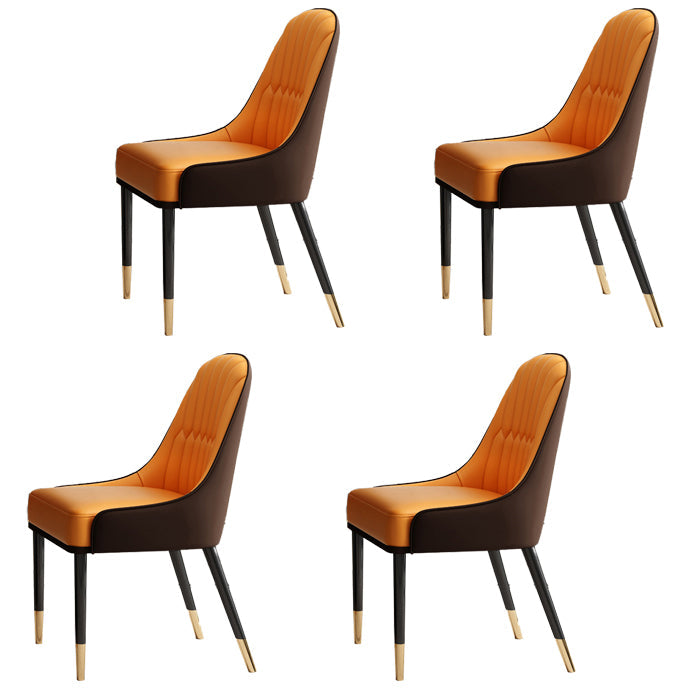 Glam 1/4/5/7/9 Pieces Dining Set Sintered Stone Dining Table Set for Home Use 4 Orange Chairs Clearhalo 'Dining Room Sets' 'Dining Tables & Seating' 'dining_room_set' 'furn' 'furn_dining_room_set' 'Furniture' 'furniture_dining_room_set' 'Kitchen & Dining Furniture' 'kitchen&dining_furn' 'kitchen' 4452002