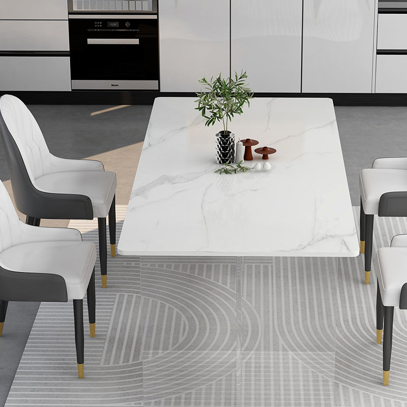 Modern 1/4/5 Pieces Dining Set with Sintered Stone Table and Leather Chairs Dinette Set Clearhalo 'Dining Room Sets' 'Dining Tables & Seating' 'dining_room_set' 'furn' 'furn_dining_room_set' 'Furniture' 'furniture_dining_room_set' 'Kitchen & Dining Furniture' 'kitchen&dining_furn' 'kitchen' 4452015
